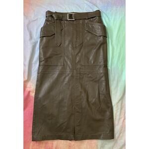 ZARA SRPLS Leather Cargo Maxi Skirt Pockets Y2K Futuristic Sz S $250
